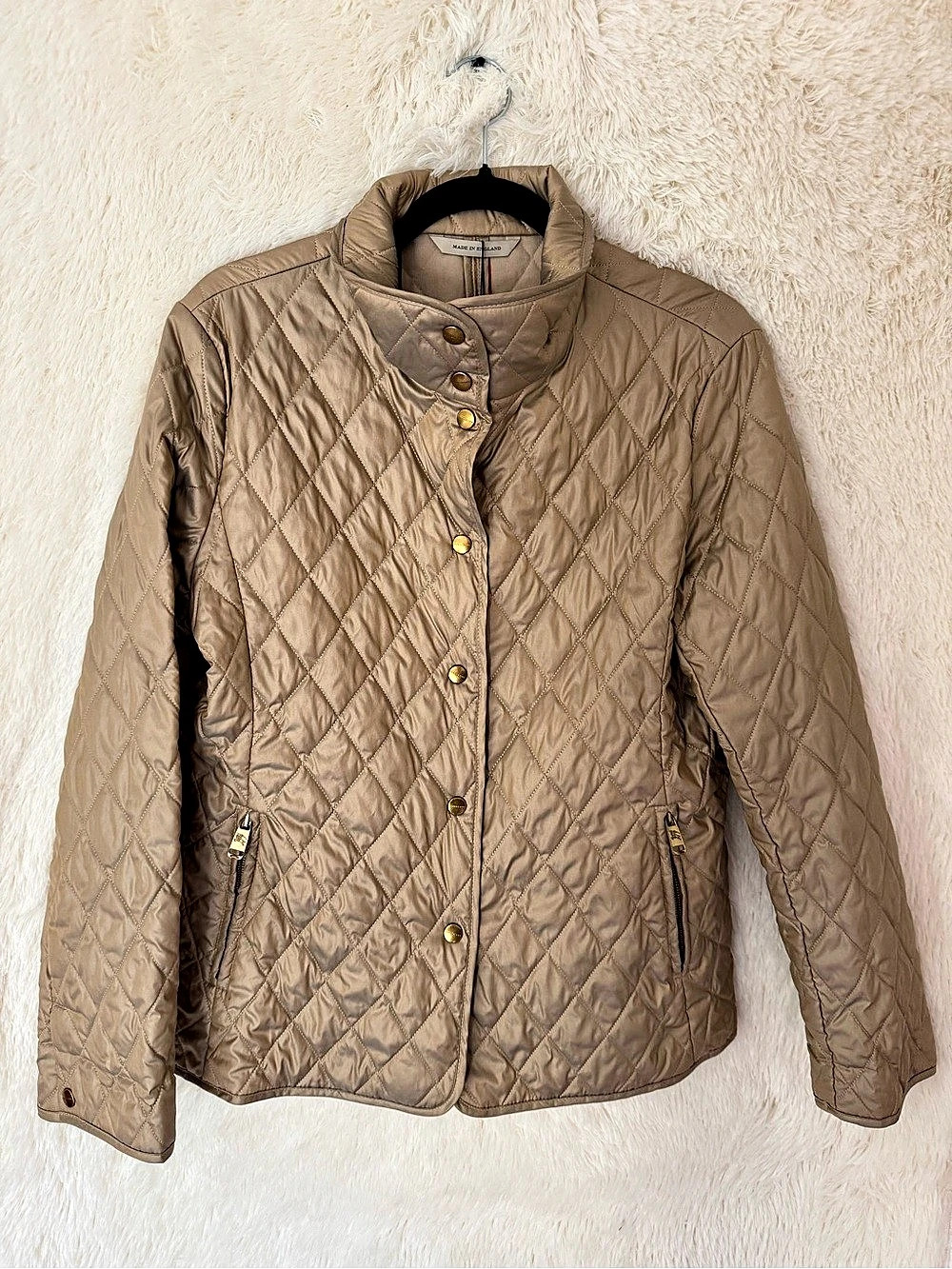 VINTAGE Burberry London Archival Metallic Gold Quilted Jacket M Y2K